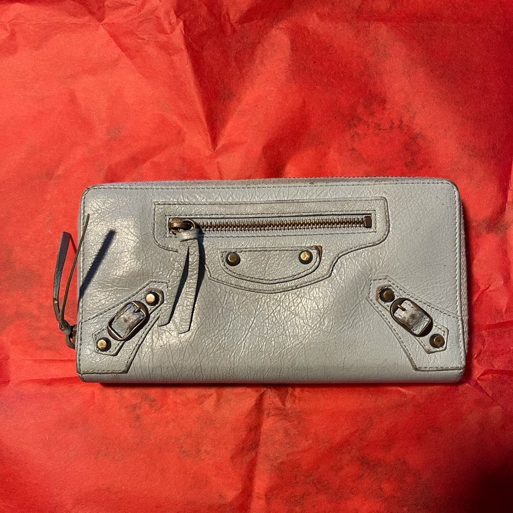 Balenciaga light blue wallet